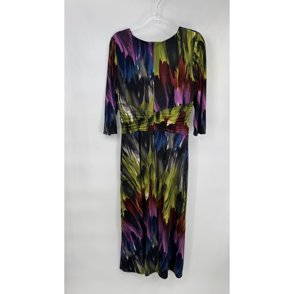 Vintage Clues Collections Dress Women 12 Multi Color Abstract Print Ruched Waist - Picture 2 of 15
